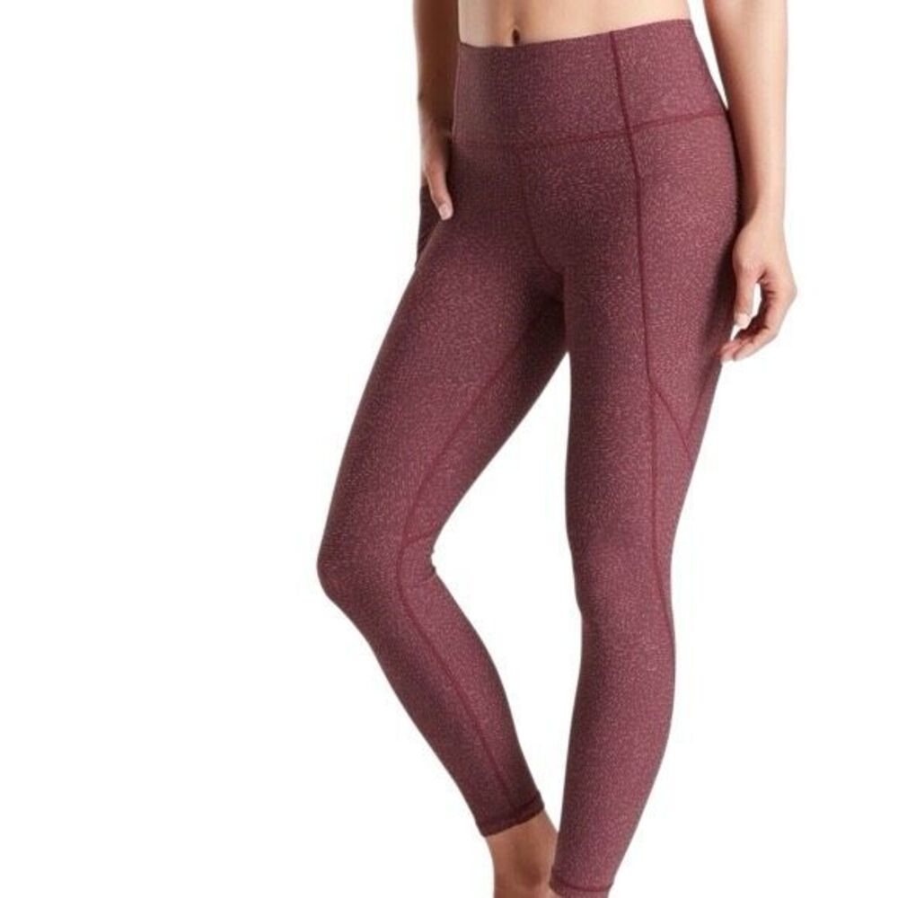 Athleta Rainwater Antique Burgundy Salutation Stash Pocket Tights Leggings
